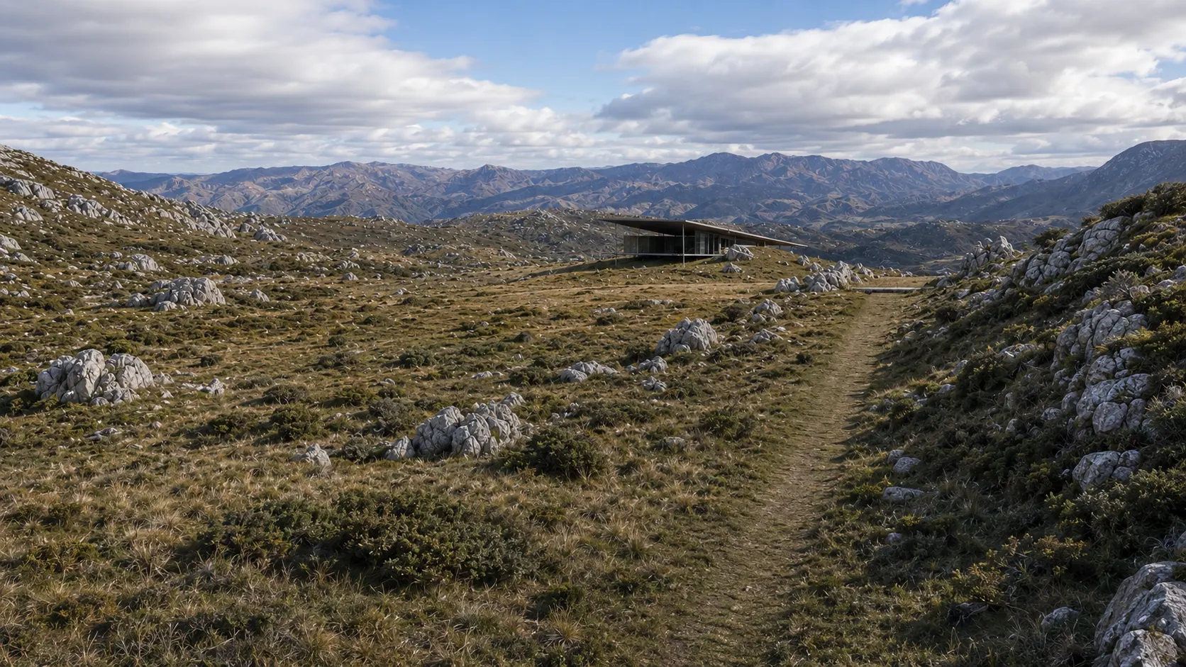 Rural airstrip and landscape setting for Gould Architecture site-led design.