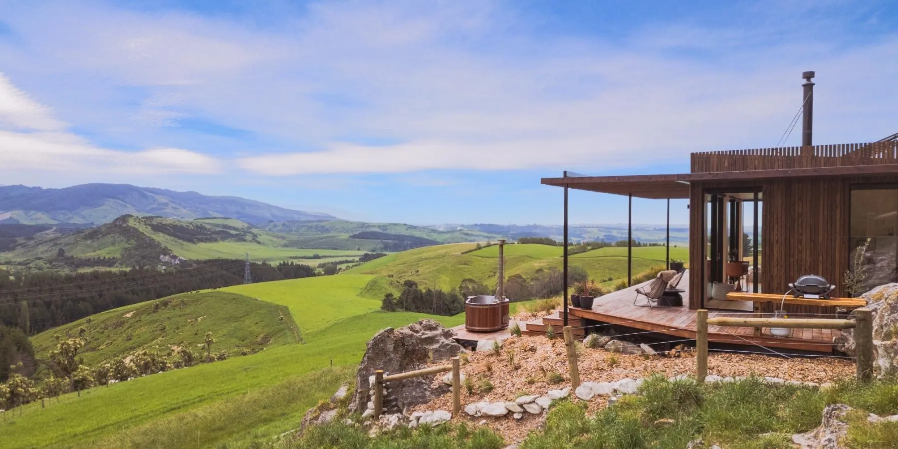A cabin transported to Rockburn Farm and anchored into shallow limestone rock.